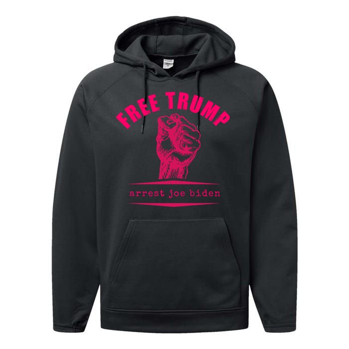 Free Donald Trump MAGA Conservative Performance Fleece Hoodie