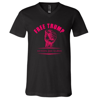 Free Donald Trump MAGA Conservative V-Neck T-Shirt