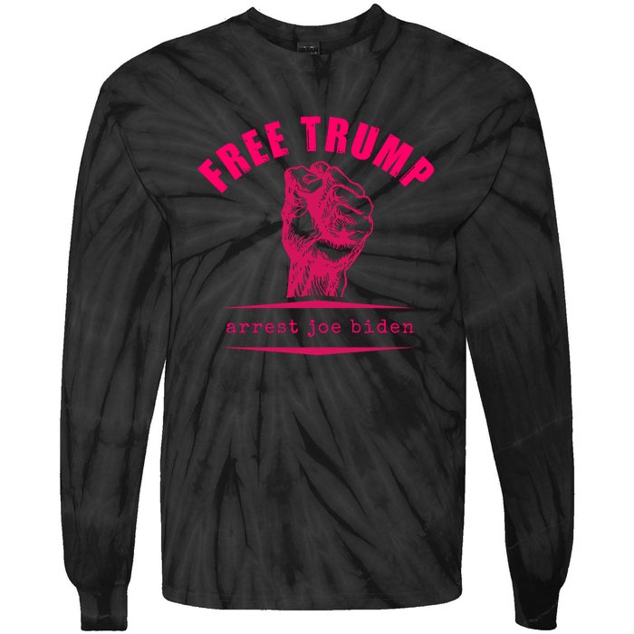 Free Donald Trump MAGA Conservative Tie-Dye Long Sleeve Shirt