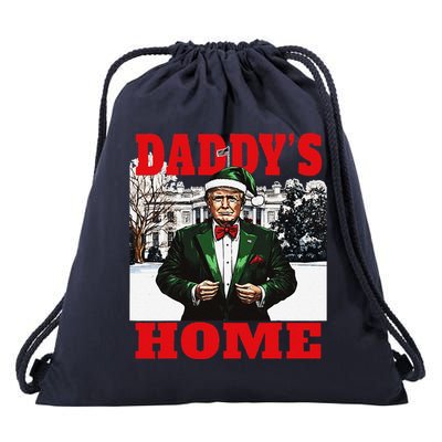 Funny Donald Trump DaddyS Home White House Christmas Humor Drawstring Bag