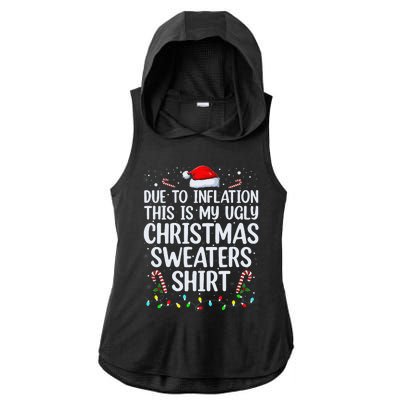 Funny Due To Inflation Ugly Christmas Ladies PosiCharge Tri-Blend Wicking Draft Hoodie Tank