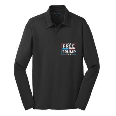 Free Donald Trump Republican Support Silk Touch Performance Long Sleeve Polo