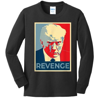 Free Donald Trump Mug Shot Republican Revenge MAGA 2024 Kids Long Sleeve Shirt