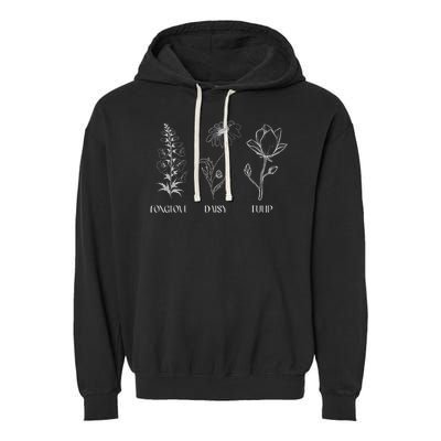 Foxglove Daisy Tulip Floral design apparel Garment-Dyed Fleece Hoodie