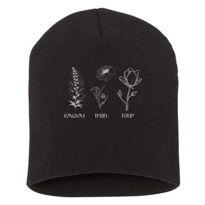 Foxglove Daisy Tulip Floral design apparel Short Acrylic Beanie