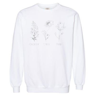 Foxglove Daisy Tulip Floral design apparel Garment-Dyed Sweatshirt