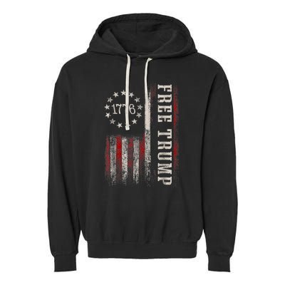 Free Donald Trump Republican Support Pro Trump Garment-Dyed Fleece Hoodie