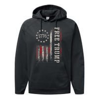 Free Donald Trump Republican Support Pro Trump Performance Fleece Hoodie