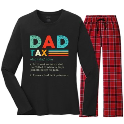 Funny Dad Tax Definition Retro Vintage Women's Long Sleeve Flannel Pajama Set 