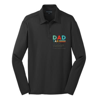 Funny Dad Tax Definition Retro Vintage Silk Touch Performance Long Sleeve Polo