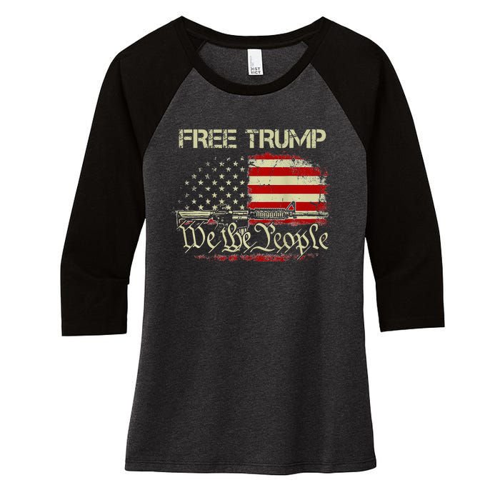 Free Donald Trump Republican Support Women's Tri-Blend 3/4-Sleeve Raglan Shirt