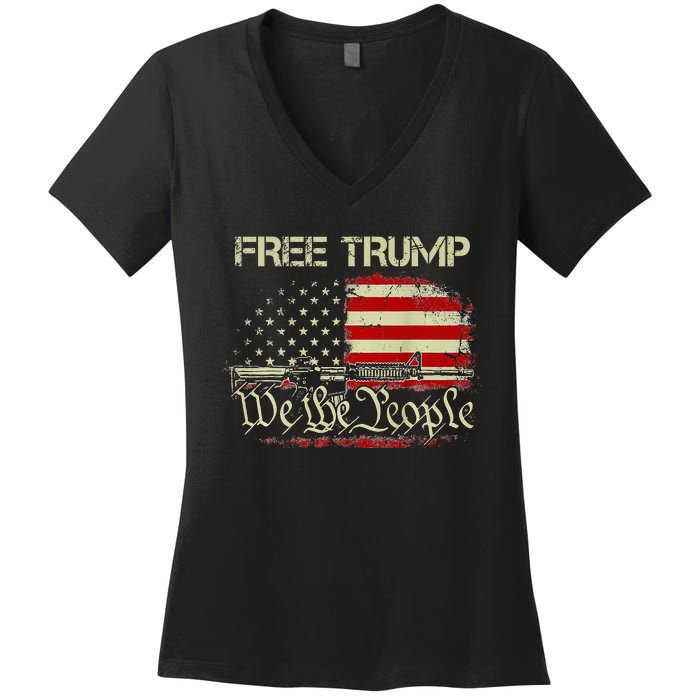 Free Donald Trump Republican Support Women's V-Neck T-Shirt