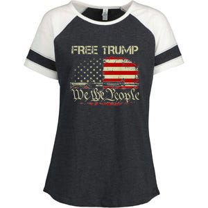 Free Donald Trump Republican Support Enza Ladies Jersey Colorblock Tee