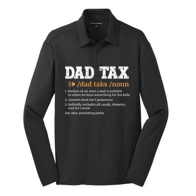 Funny Dad Tax Definition Retro Vintage Silk Touch Performance Long Sleeve Polo