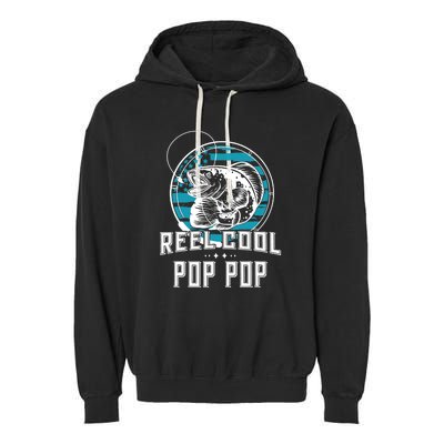 Fathers Day Tee Reel Cool Pop Pop Fishing Garment-Dyed Fleece Hoodie