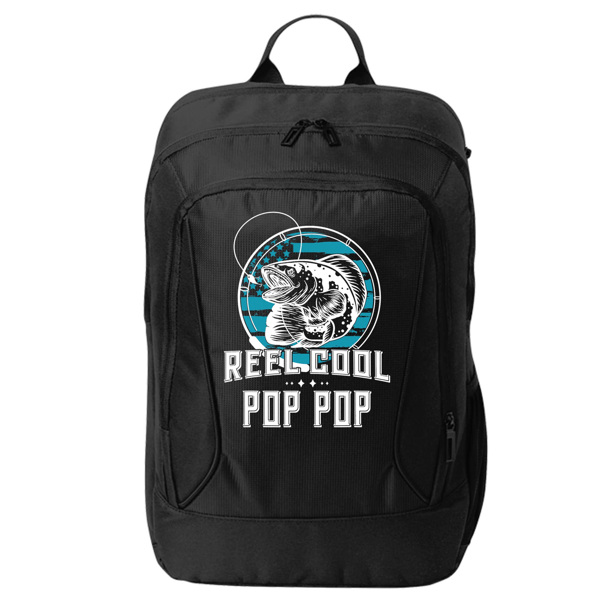 Fathers Day Tee Reel Cool Pop Pop Fishing City Backpack