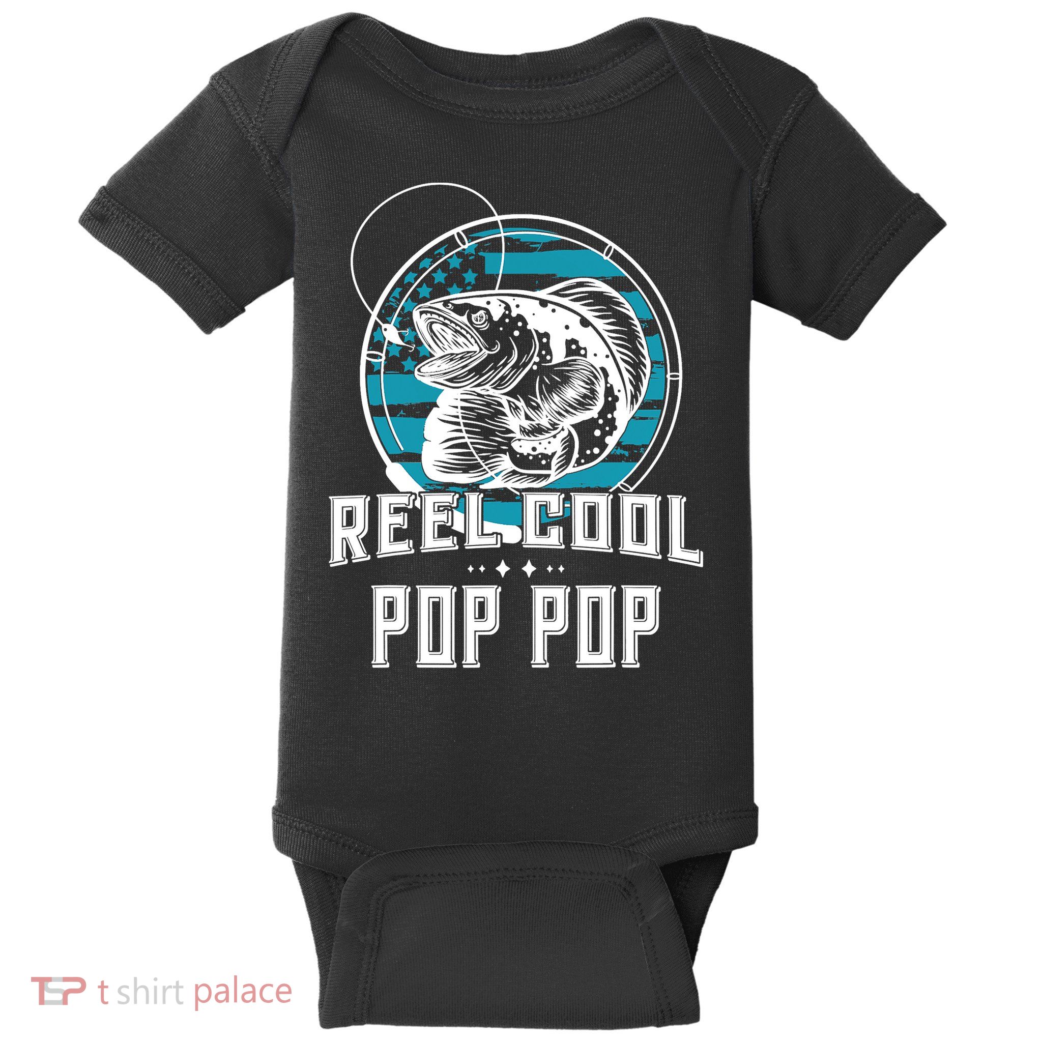 Fathers Day Tee Reel Cool Pop Pop Fishing Baby Bodysuit