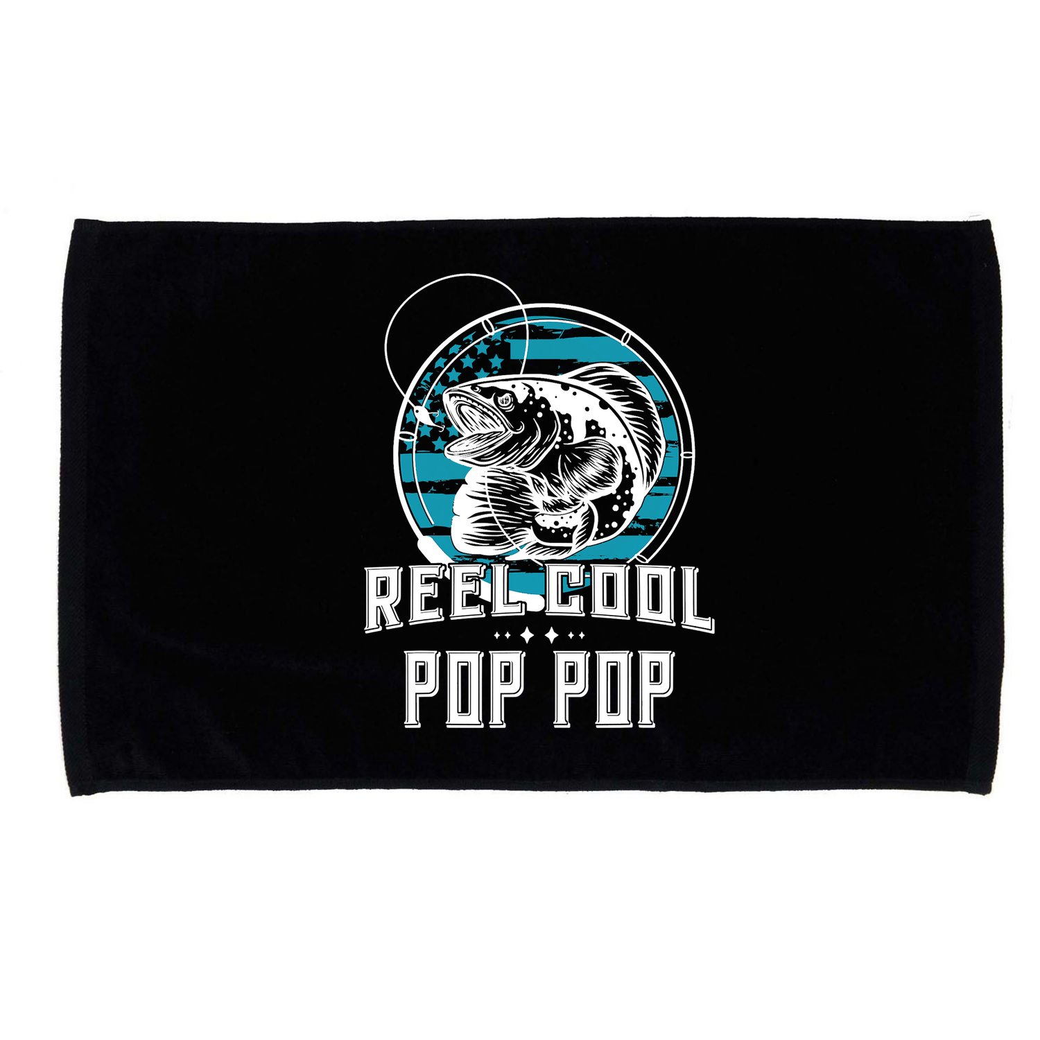 Fathers Day Tee Reel Cool Pop Pop Fishing Microfiber Hand Towel
