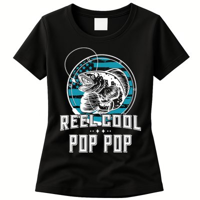 Fathers Day Tee Reel Cool Pop Pop Fishing Womens T-Shirt