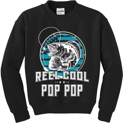 Fathers Day Tee Reel Cool Pop Pop Fishing Kids Sweatshirt