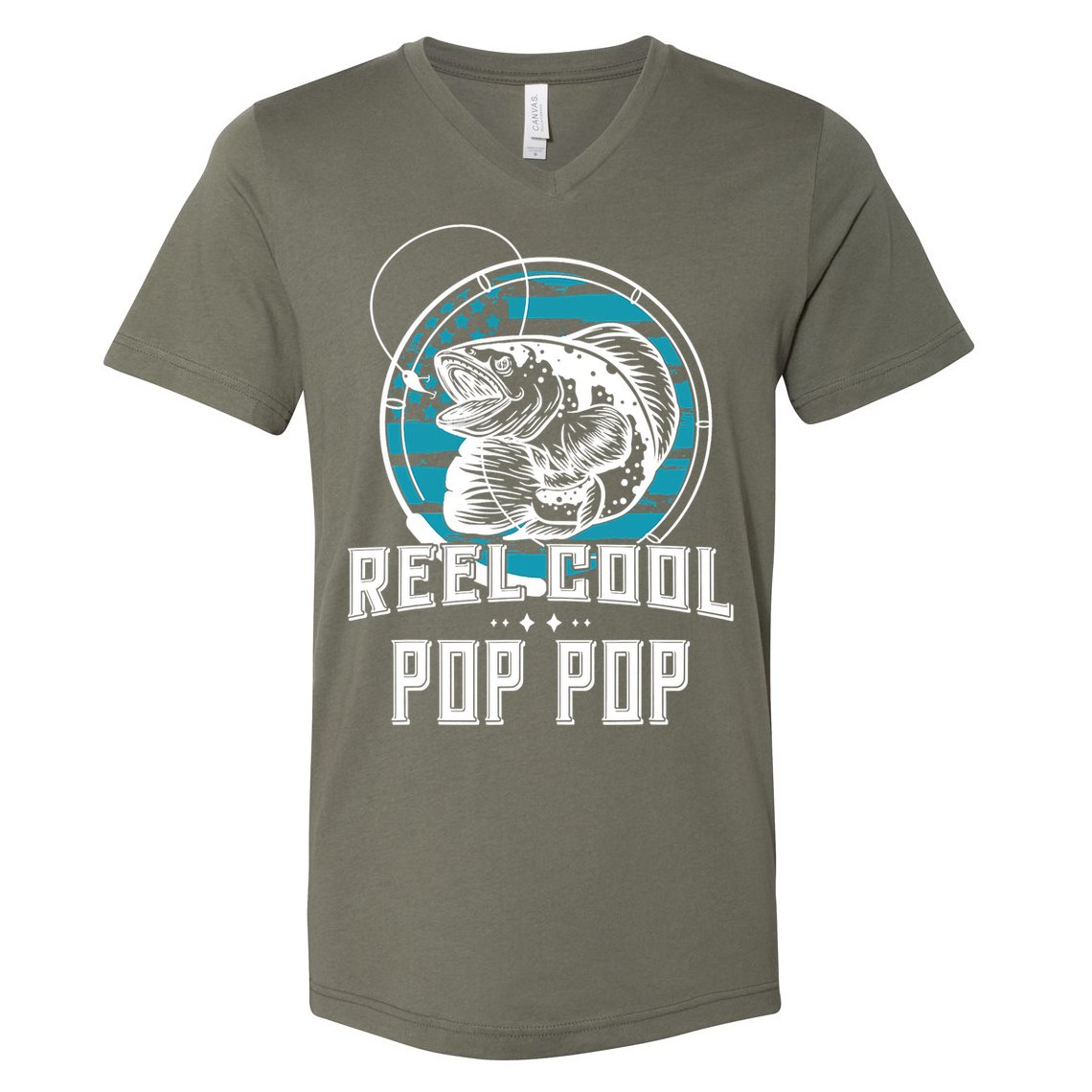 Fathers Day Tee Reel Cool Pop Pop Fishing V-Neck T-Shirt