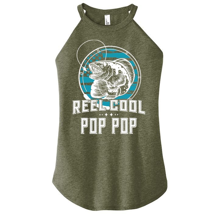 Fathers Day Tee Reel Cool Pop Pop Fishing Women's Perfect Tri Rocker Tank