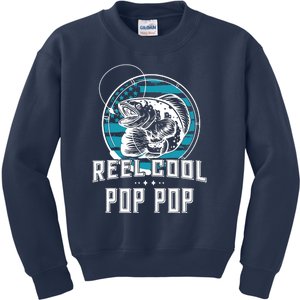 Fathers Day Tee Reel Cool Pop Pop Fishing Kids Sweatshirt