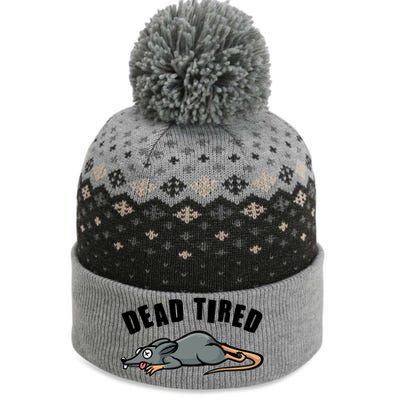 Funny Dead Tired Dead Rat Mouse The Baniff Cuffed Pom Beanie