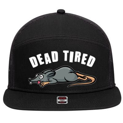 Funny Dead Tired Dead Rat Mouse 7 Panel Mesh Trucker Snapback Hat