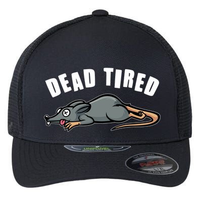 Funny Dead Tired Dead Rat Mouse Flexfit Unipanel Trucker Cap
