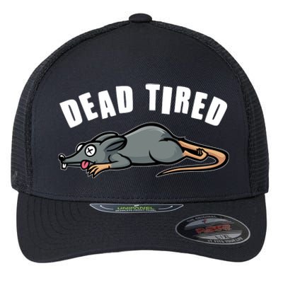 Funny Dead Tired Dead Rat Mouse Flexfit Unipanel Trucker Cap