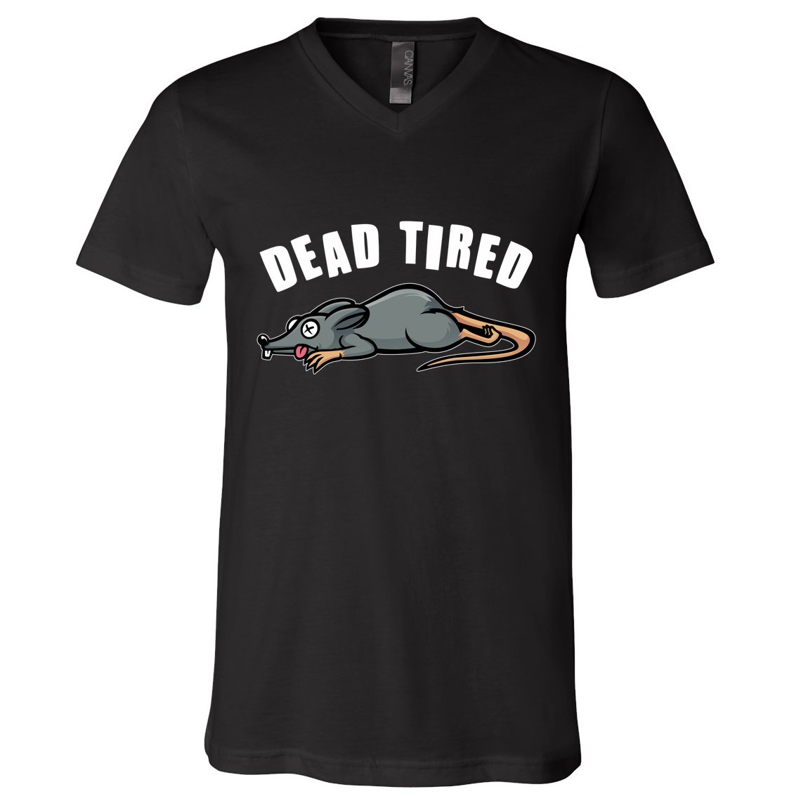 Funny Dead Tired Dead Rat Mouse V-Neck T-Shirt