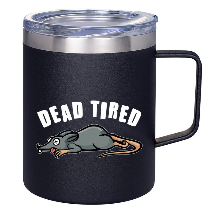 Funny Dead Tired Dead Rat Mouse 12oz Stainless Steel Coffee Mug