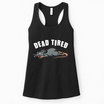 Funny Dead Tired Dead Rat Mouse Womens Tank Top