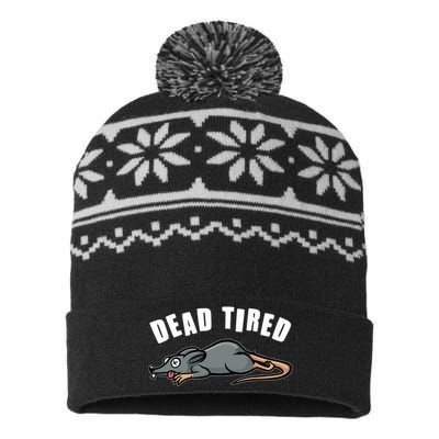 Funny Dead Tired Dead Rat Mouse USA-Made Snowflake Beanie