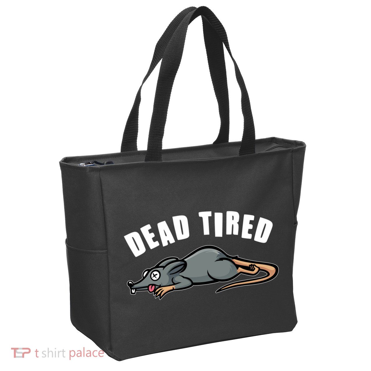 Funny Dead Tired Dead Rat Mouse Zip Tote Bag