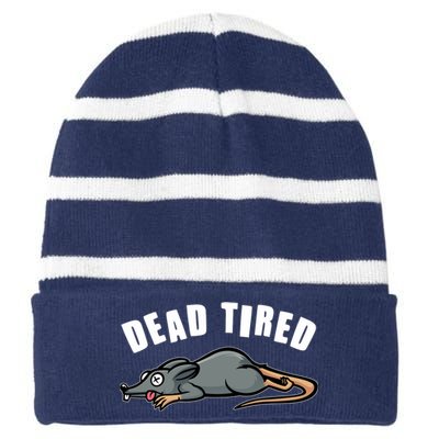 Funny Dead Tired Dead Rat Mouse Striped Beanie with Solid Band