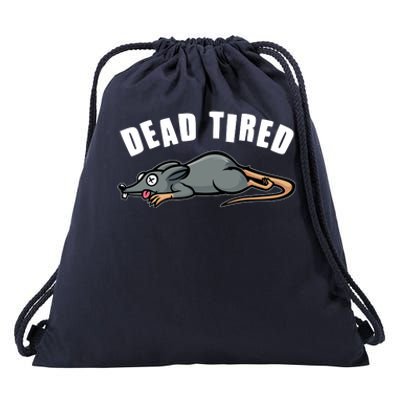 Funny Dead Tired Dead Rat Mouse Drawstring Bag