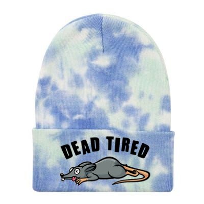 Funny Dead Tired Dead Rat Mouse Tie Dye 12in Knit Beanie