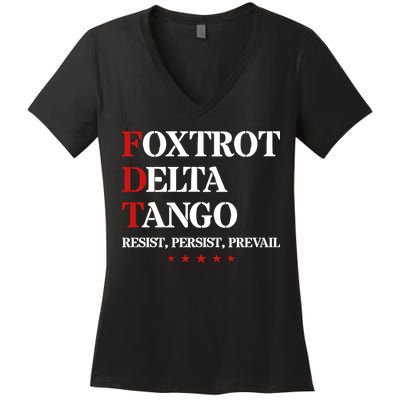 Foxtrot Delta Tango  Antitrump Women's V-Neck T-Shirt