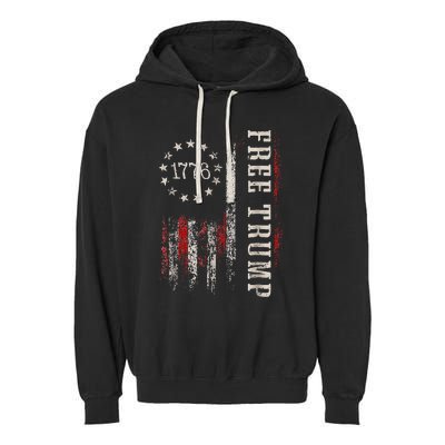 Free Donald Trump Republican Support Pro Trump Garment-Dyed Fleece Hoodie