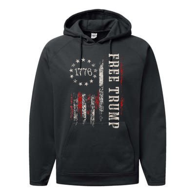 Free Donald Trump Republican Support Pro Trump Performance Fleece Hoodie