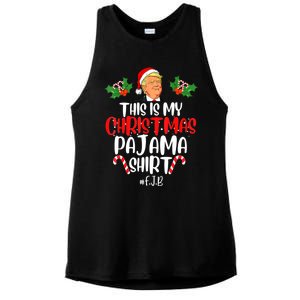 Funny Donald Trump Santa This Is My Christmas Pajama Gift Ladies PosiCharge Tri-Blend Wicking Tank