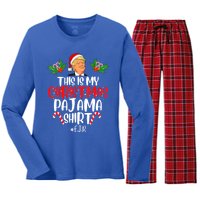 Funny Donald Trump Santa This Is My Christmas Pajama Gift Women's Long Sleeve Flannel Pajama Set 