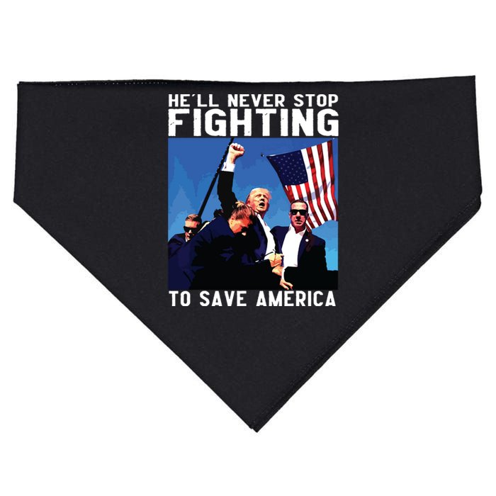 Funny Donald Trump Hell Never Stop Fighting To Save America USA-Made Doggie Bandana