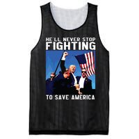 Funny Donald Trump Hell Never Stop Fighting To Save America Mesh Reversible Basketball Jersey Tank