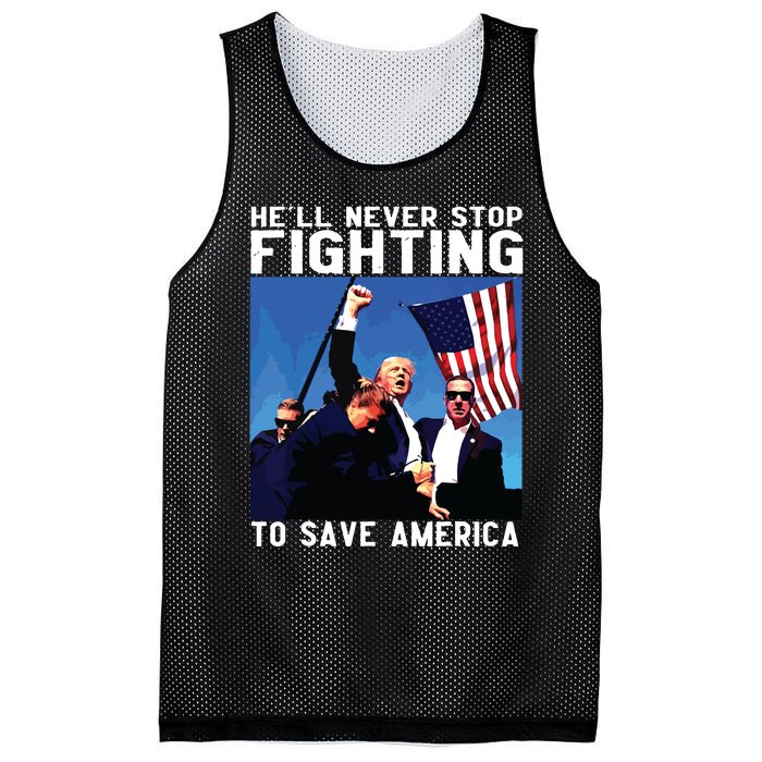 Funny Donald Trump Hell Never Stop Fighting To Save America Mesh Reversible Basketball Jersey Tank