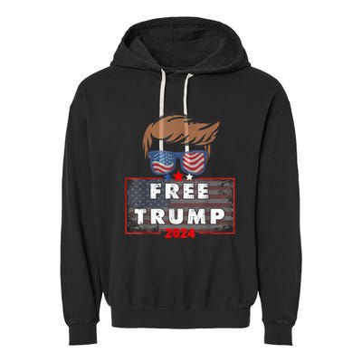 Free Donald Trump Republican Support Pro Trump American Flag Garment-Dyed Fleece Hoodie