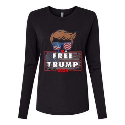 Free Donald Trump Republican Support Pro Trump American Flag Womens Cotton Relaxed Long Sleeve T-Shirt