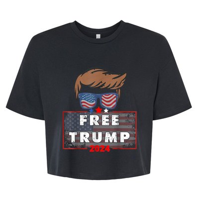 Free Donald Trump Republican Support Pro Trump American Flag Bella+Canvas Jersey Crop Tee